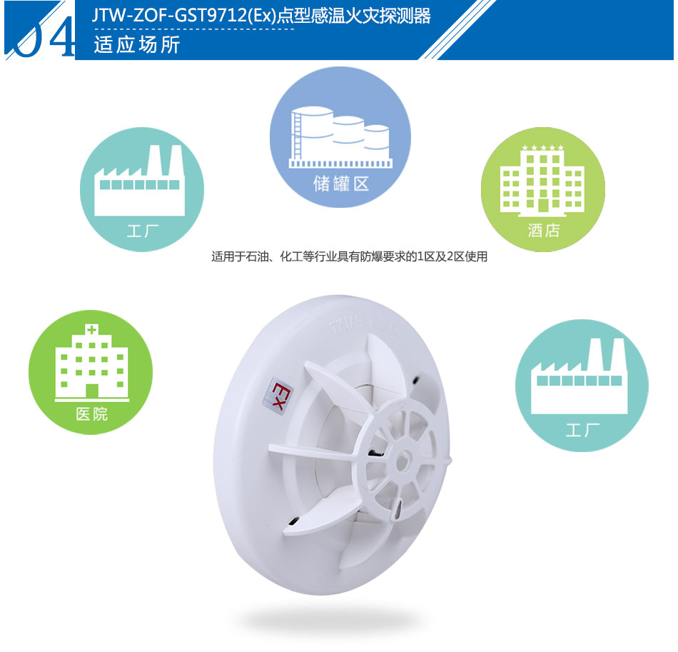 JTW-ZOF-GST9712(EX)點(diǎn)型感溫火災(zāi)探測器產(chǎn)品應(yīng)用場所